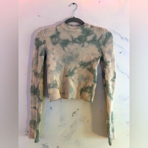 Princess Polly Sage and Cream Tie Dye Cropped Sweater